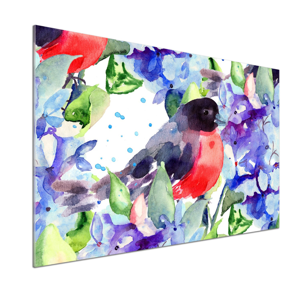 Cooker splashback Bird and flowers