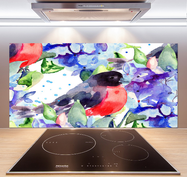 Cooker splashback Bird and flowers