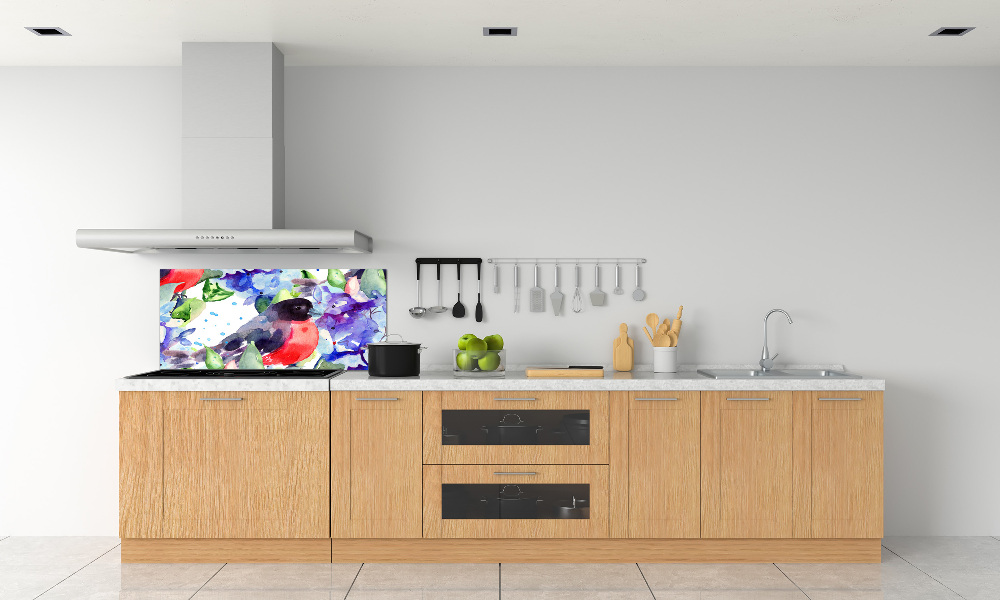 Cooker splashback Bird and flowers