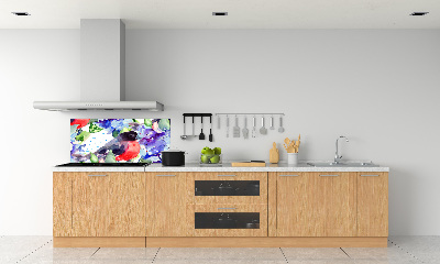 Cooker splashback Bird and flowers