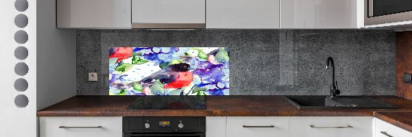 Cooker splashback Bird and flowers