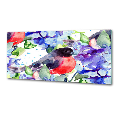 Cooker splashback Bird and flowers