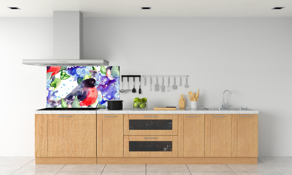 Cooker splashback Bird and flowers