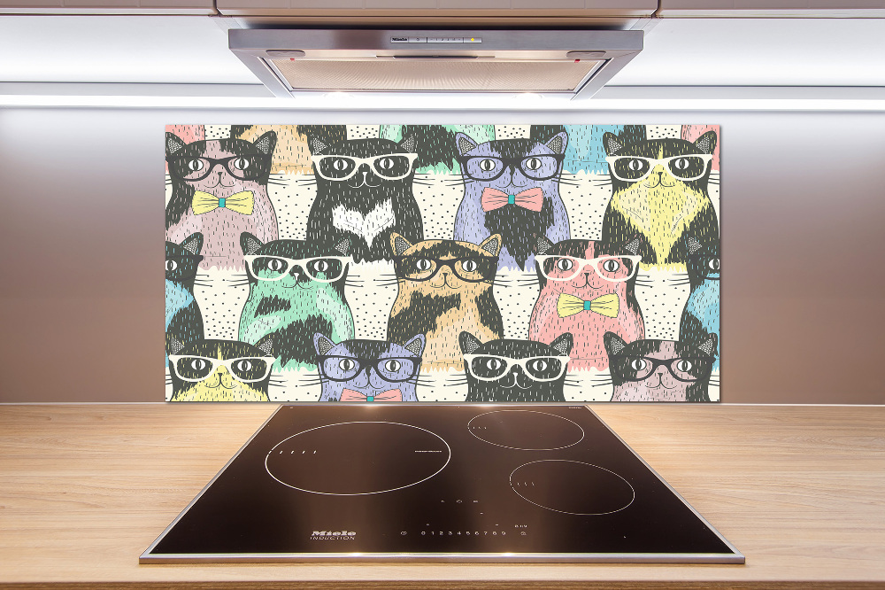 Cooker splashback Cats with glasses