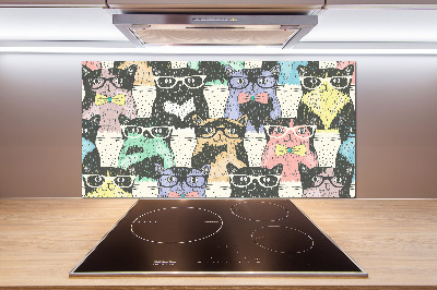 Cooker splashback Cats with glasses