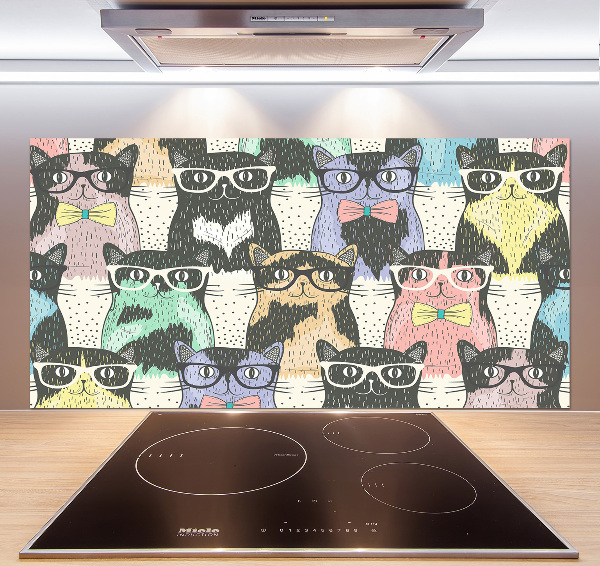 Cooker splashback Cats with glasses