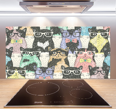 Cooker splashback Cats with glasses