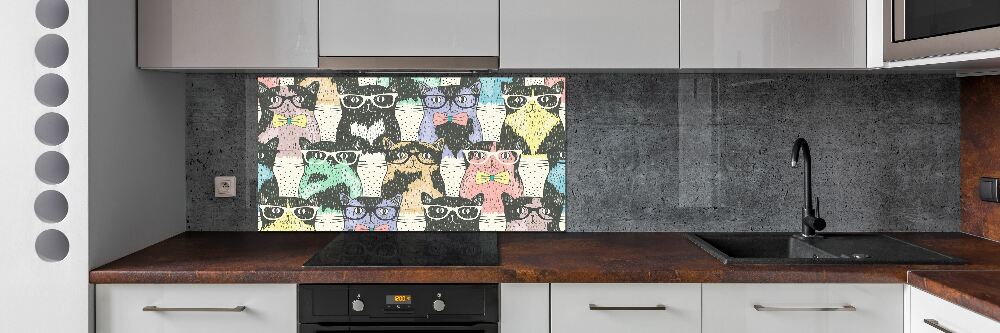 Cooker splashback Cats with glasses