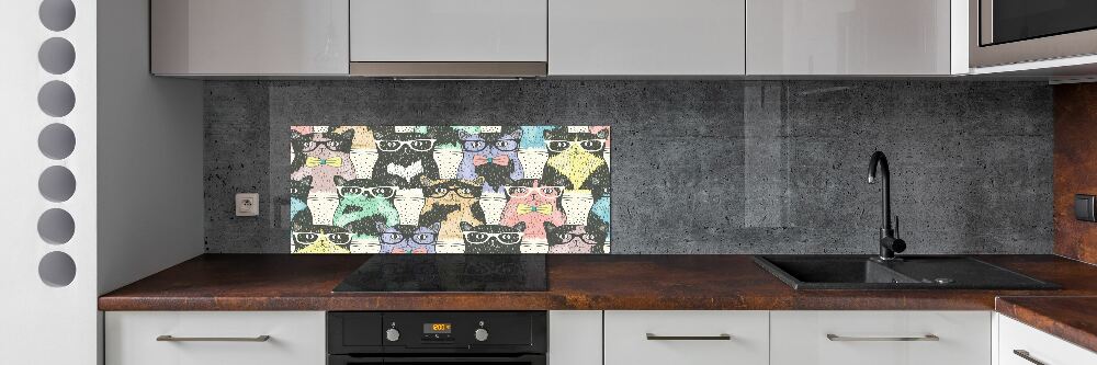 Cooker splashback Cats with glasses