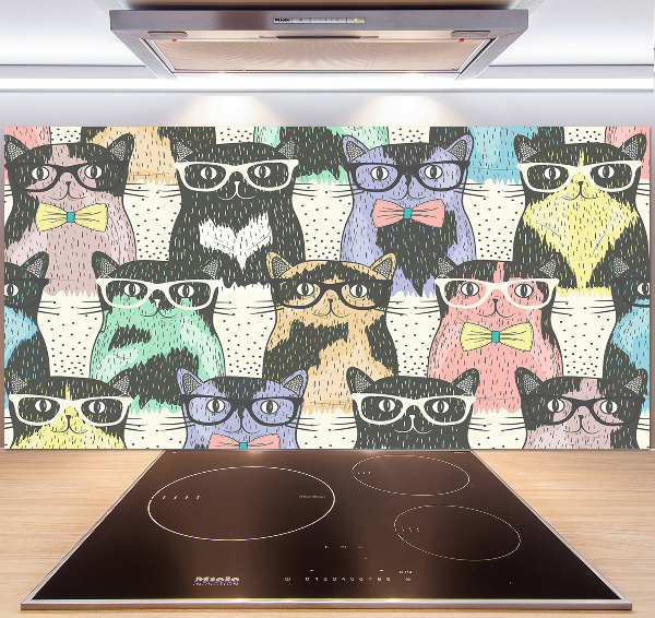 Cooker splashback Cats with glasses