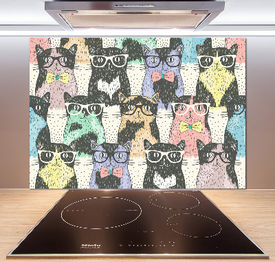 Cooker splashback Cats with glasses