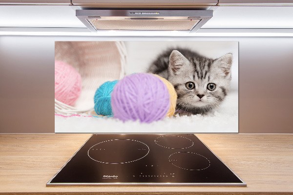 Cooker splashback Cat with skeins