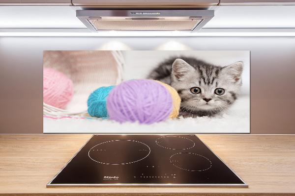 Cooker splashback Cat with skeins