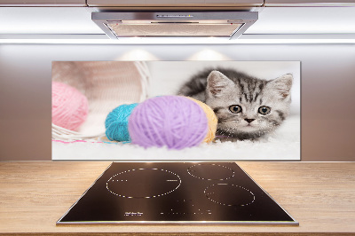 Cooker splashback Cat with skeins