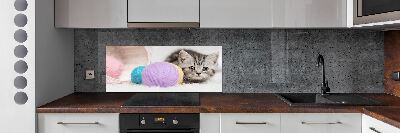 Cooker splashback Cat with skeins