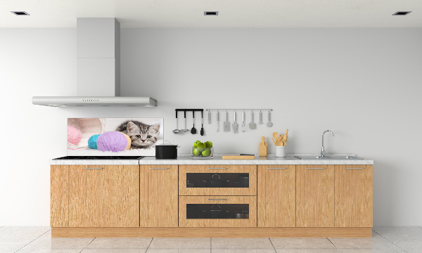 Cooker splashback Cat with skeins