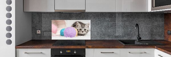 Cooker splashback Cat with skeins