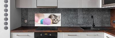 Cooker splashback Cat with skeins