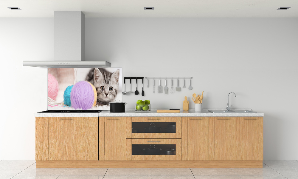 Cooker splashback Cat with skeins