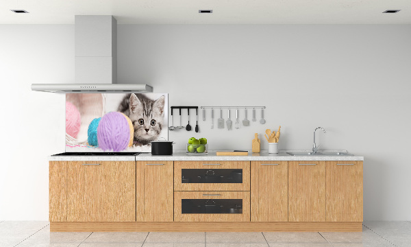 Cooker splashback Cat with skeins