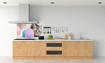 Cooker splashback Cat with skeins