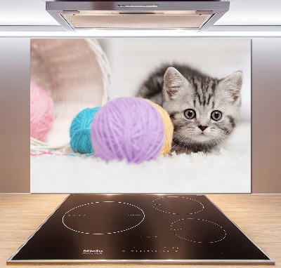 Cooker splashback Cat with skeins