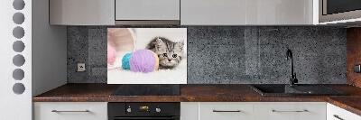 Cooker splashback Cat with skeins