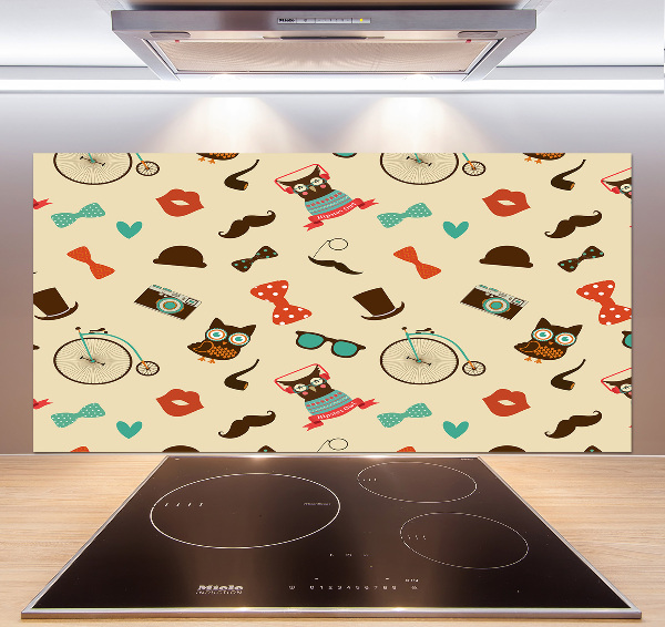 Splashback panel for kitchen Hipster owls