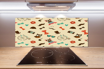 Splashback panel for kitchen Hipster owls