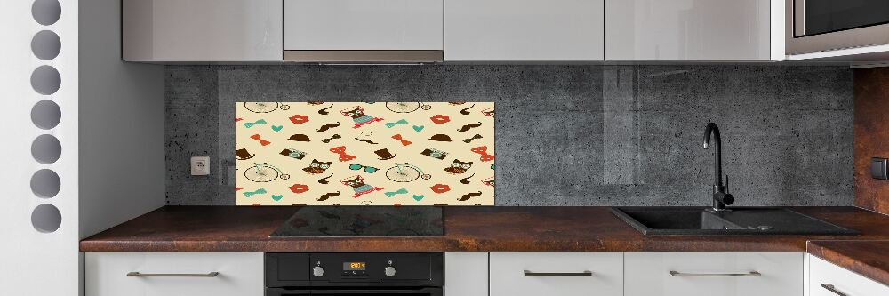 Splashback panel for kitchen Hipster owls