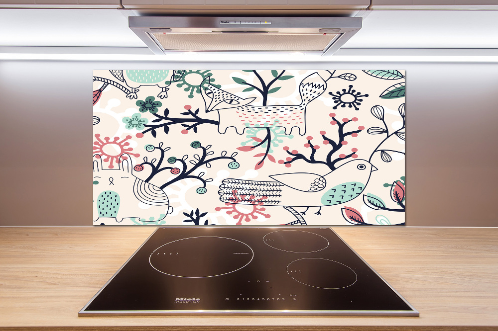 Cooker splashback Animals and flowers