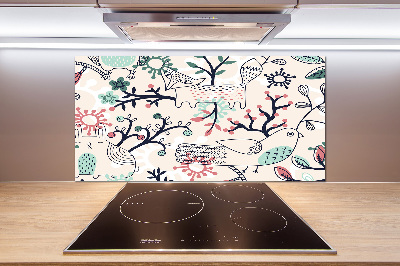 Cooker splashback Animals and flowers