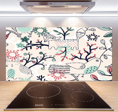 Cooker splashback Animals and flowers