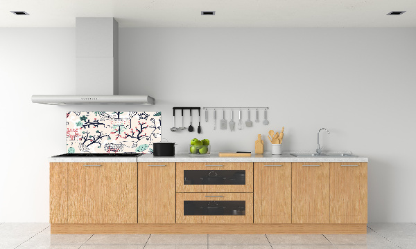 Cooker splashback Animals and flowers