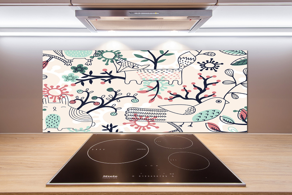 Cooker splashback Animals and flowers