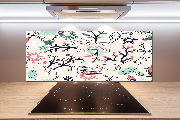 Cooker splashback Animals and flowers