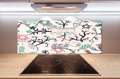 Cooker splashback Animals and flowers