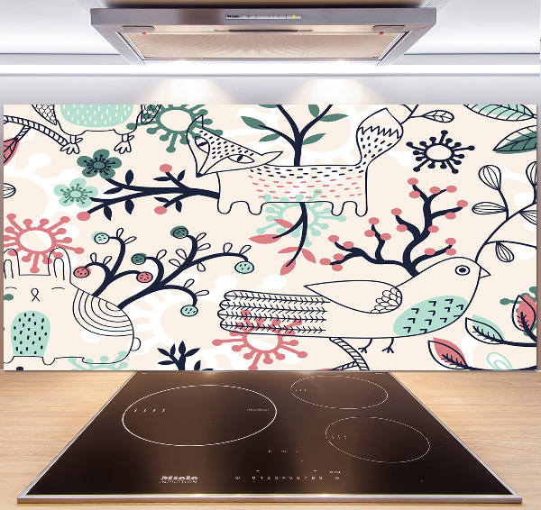 Cooker splashback Animals and flowers