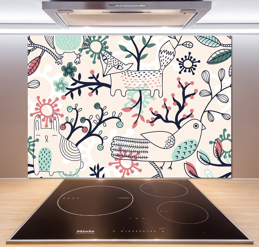 Cooker splashback Animals and flowers