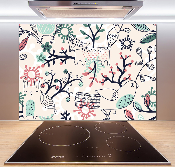 Cooker splashback Animals and flowers