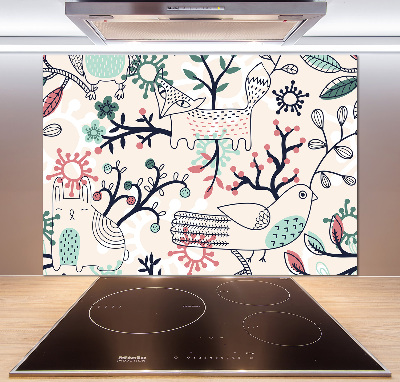 Cooker splashback Animals and flowers