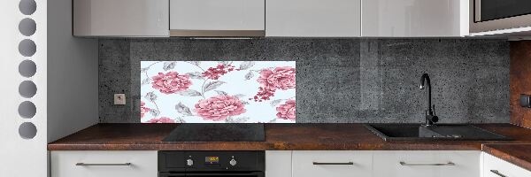 Cooker splashback Peonies