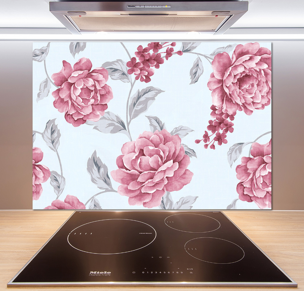 Cooker splashback Peonies