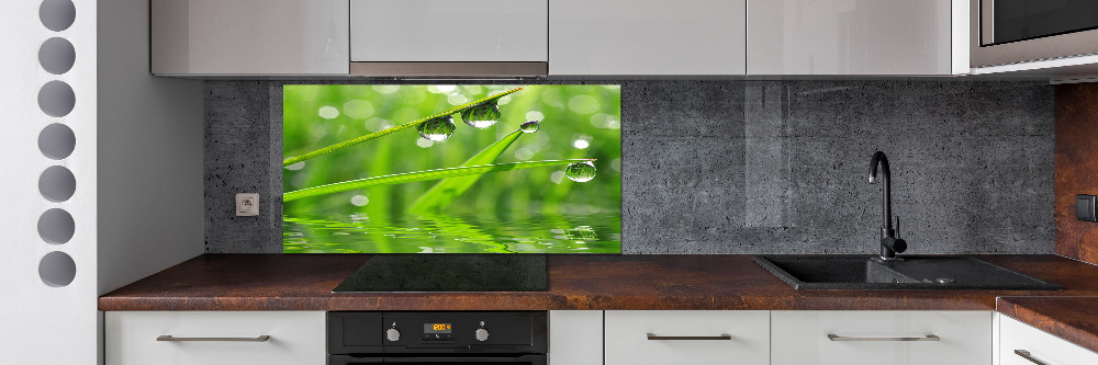 Kitchen wall panels Drops on the grass