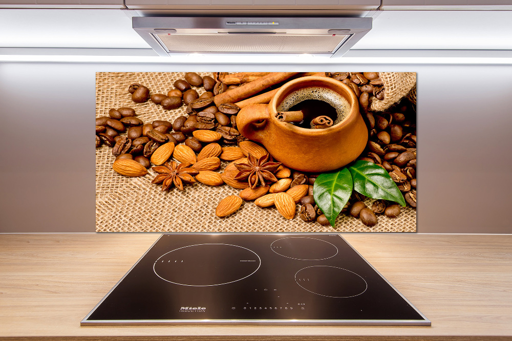 Cooker splashback Coffee beans and mug