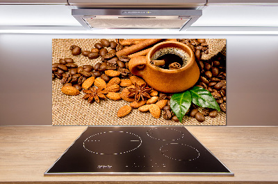 Cooker splashback Coffee beans and mug