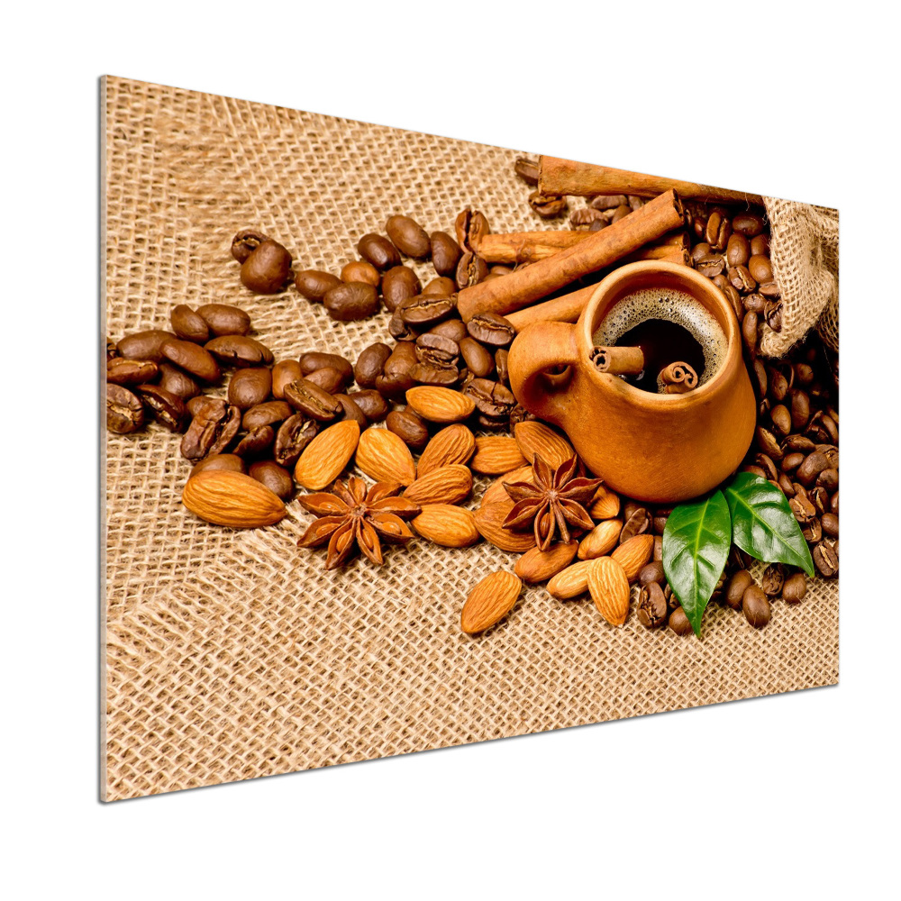 Cooker splashback Coffee beans and mug