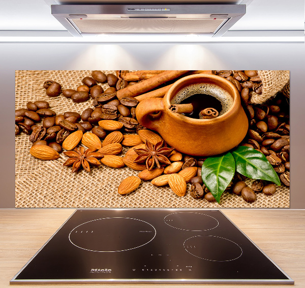 Cooker splashback Coffee beans and mug