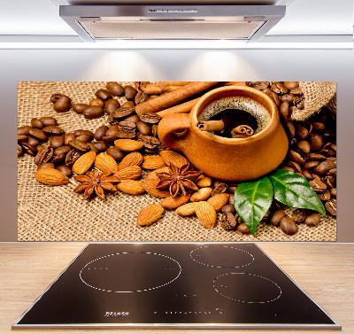 Cooker splashback Coffee beans and mug