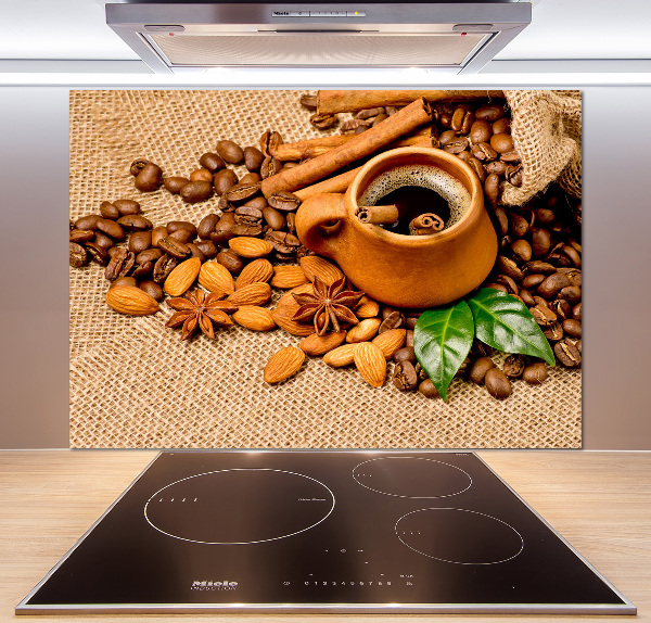 Cooker splashback Coffee beans and mug